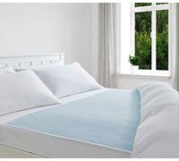 Deluxe Washable Reusable Double Bed Incontinence Pad Protector with Tucks, Blue