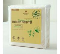 Deluxe Waterproof Organic Mattress Protector - Certified Organic Cotton Breathable Mattress Pad Cover - New 280 GSM Comfort - Jersey Cotton Skirt - Fitted Comfort (King)