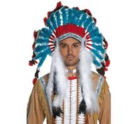 Deluxe Western Indian Chief Head Dress Adults Feather Headpiece Costume New