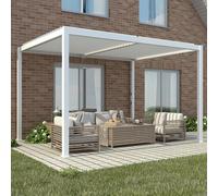 Deluxe White Veranda with Louvered Shutter Roof 4m x 3m Primrose Living White One Size