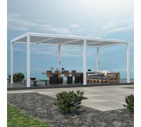 Deluxe White Veranda with Louvered Shutter Roof 6m x 3m Primrose Living White One Size