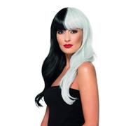 Deluxe Wig Half & Half With Fringe Black & Grey Heat Resistant/Styleable,
