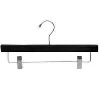 Deluxe Wooden BLACK WHITE WALNUT Coat Hangers Clothes Trouser Clip and Bar Hanger (10, Black)