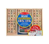 Deluxe Wooden Stamp Set - ABCs 123s WITH INK PAD MELISSA & DOUG