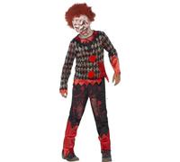 Deluxe Zombie Clown Costume - Small (Ages 4-6) Red & Green with Latex Mask, Top & Trousers (Code 44293S)