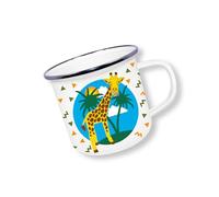 Deluxebase Anamelware Giraffe 375ml Enamel Mug with Novelty Giraffe Design, Animal Themed Reusable Camping Mugs and Travel Coffee Cups for Hot and Cold Drinks for Hikers and Campers.