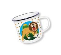 Deluxebase Anamelware Lion 375ml Enamel Mug with Novelty Lion Design, Animal Themed Reusable Camping Mugs and Travel Coffee Cups for Hot and Cold Drinks for Hikers and Campers.
