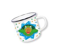 Deluxebase Anamelware Shark 375ml Enamel Mug with Novelty Shark Design, Animal Themed Reusable Camping Mugs and Travel Coffee Cups for Hot and Cold Drinks for Hikers and Campers.