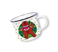 Deluxebase Anamelware T-Rex 375ml Enamel Mug with Novelty T-Rex Design, Dinosaur Themed Reusable Camping Mugs and Travel Coffee Cups for Hot and Cold Drinks for Hikers and Campers.