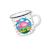 Deluxebase Anamelware T-Rex 375ml Enamel Mug with Novelty T-Rex Design, Dinosaur Themed Reusable Camping Mugs and Travel Coffee Cups for Hot and Cold Drinks for Hikers and Campers.