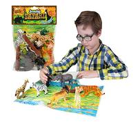 Deluxebase Jumbo Playset - Safari Animals from Large Animal Figures Toy Set. Bag of large safari toys including Tiger, Lion, Giraffe, Elephant, Gorilla and Cheetah. Perfect zoo toys for kids