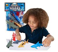 Deluxebase Jumbo Playset - Sharks, 5-Piece Shark Figurines Toy Set with Playmat for Kids, Great Animal Toys for Creative Play and Learning