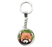 Deluxebase Magnidome Red Panda Keychain - Crystal Glass Dome Animal Key Ring with Stainless Steel Chain, Cute Red Panda Key Holder for Fun Bag Charms and Novelty Gifts.