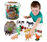Deluxebase Tub Playset - Farm from Farm Animal Toy Set for Kids. Imagination toys including Pig, Donkey, Goat, Cow and Accessories.