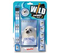 Deluxebase Wild Stationery Set - Baby Seal, 6 Piece School Supplies Set including Notebook, 2 Pencils, Ruler, Pencil Eraser and Sharpener, Fun Animal Stationery Gifts for Kids and Students.