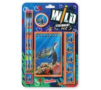 Deluxebase Wild Stationery Set - Sea Turtle, 6 Piece School Supplies Set including Notebook, 2 Pencils, Ruler, Pencil Eraser and Sharpener, Fun Animal Stationery Gifts for Kids and Students.