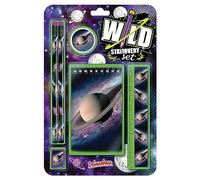 Deluxebase Wild Stationery Set - Space, 6 Piece School Supplies Set including Notebook, 2 Pencils, Ruler, Pencil Eraser and Sharpener, Fun Astronomy Stationery Gifts for Kids and Students.