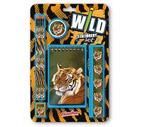 Deluxebase Wild Stationery Set - Tiger, 6 Piece Animal Writing Set. | Includes A5 Notebook, 2 Pencils, Ruler, Rubber & Sharpener. Office Supplies, Novelty Stationery Gift from Deluxebase.