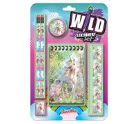 Deluxebase Wild Stationery Set - Unicorn, 6 Piece School Supplies Set including Notebook, 2 Pencils, Ruler, Pencil Eraser and Sharpener, Fun Animal Stationery Gifts for Kids and Students.