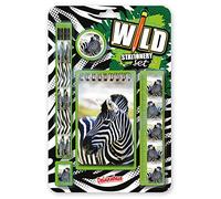 Deluxebase Wild Stationery Set - Zebra from These Fun School Stationary Sets for Girls and Boys Include 2 Pencils, Eraser, Sharpener, Ruler and Notebook