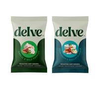 Delve Roasted Oat Crisps Twin Pack Bundle | Sour Cream & Shallot + Garlic & Wild Parsley | 2 x 120g Share Bags | High Fibre | Made with 73% Oats | Crunchy Oat Crisps for Sharing, Dipping & Snacking
