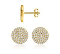 Delzzad S925 Round VVS Synthetic Moissanite Stunning Iced Out Circle Shape Stud Earrings Jewelry Perfect Birthday Mother’s Day Gift for Men Women Silver Earrings Golden Earrings Wedding Set, 8.1mm