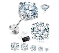Delzzad Solitaire Four Prong Earrings Screw Back D Color VVS Synthetic Moissanite S925 Stud Unisex Earrings Jewelry Perfect for Any Occasion & Everyday Wear Birthday Anniversary Gift for Men Women
