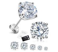 Delzzad Solitaire Four Prong Earrings Screw Back D Color VVS Synthetic Moissanite S925 Stud Unisex Earrings Jewelry Perfect for Any Occasion & Everyday Wear Birthday Anniversary Gift for Men Women