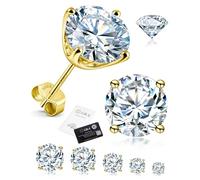 Delzzad Solitaire Four Prong Earrings Screw Back D Color VVS Synthetic Moissanite S925 Stud Unisex Earrings Jewelry Perfect for Any Occasion & Everyday Wear Birthday Anniversary Gift for Men Women