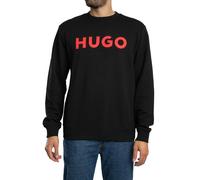 HUGO Mens Dem Contrast-Logo Sweatshirt in Cotton Terry Black
