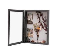 DEMAIKE 11x14 Shadow Box Frame with Linen Back, Wood Glass Display Case for Medals, Photos, Memorabilia, Awards - Pins Included- Charcoal