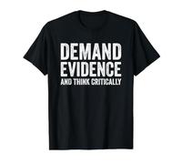 Demand Evidence and Think Critically Skeptic Logic Science Value Graphic T-Shirt, Men, Black, M