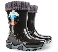 Demar Toddlers Kids Boys Girls 2-10yrs Wellies Rain Boots Children Wellington Warm Lined (Graphite Stormer, 7/8 UK Child, numeric_7)