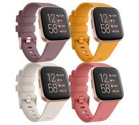 Demark 4 Pack Straps Compatible with Fitbit Versa 2 Straps,Fitbit Versa Strap,Fitbit Versa Lite Strap for Women Men,Silicone Adjustable Replacement for fitbit versa 2/fitbit versa(Pack B,L)