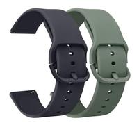 Demark Pack 2 Silicone Watch Straps Bands 20mm 22mm-Quick Release Waterproof Soft Rubber Replacement Straps with Silver Plated Stainless Steel Buckle (Midnight Blue/Avocado, 22mm)