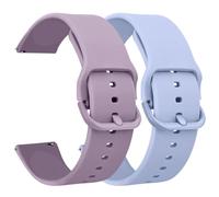 Demark Pack 2 Silicone Watch Straps Bands 20mm 22mm-Quick Release Waterproof Soft Rubber Replacement Straps with Silver Plated Stainless Steel Buckle (Violet/Light Blue, 20mm)