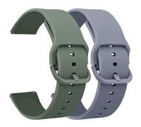 Demark Pack 2 Silicone Watch Straps Bands 20mm 22mm-Quick Release Waterproof Soft Rubber Replacement Straps with Silver Plated Stainless Steel Buckle (Blue Gray/Avocado, 22mm)