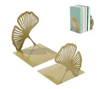 Demarsen 2 Pcs Bookends in Metal,Ginkgo Leaves Organizer Book Stopper,Anti Scratch and Non-Skid Decorative Bookends for Decor Home Office Library School Desk Gift