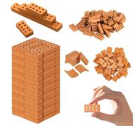 Demarsen 50 Pcs Mini Bricks with 30 Pcs Mini Red Roof Tiles Micro Bricks for Garden Sim Bricks 8 Hole Brick Building Bricks for DIY Dollhouse Garden Ornament Micro Landscape Accessories