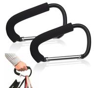Demarsen Pack of 2 Pram Carabiners, Black Mummy Clip, Large, Aluminium Carabiner, Large for Prams, Shopping Bags, Storage Bags, Umbrellas, Handbags