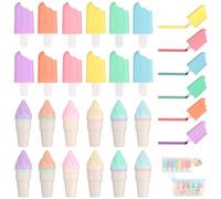 Demarsen Pack of 24 Mini Highlighters,Ice Lolly Shaped and Ice Cream Shaped Coloured Highlighter Pens Set,Cute Stationary,School Stuff,Party Bag Fillers for Kids