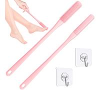 Demarzily Toe Cleaning Brush,Foot Scrubber for Shower with 15.7" Long Handle Soft Silicone Cleaning Shower Brush Foot Care for Seniors,Elderly, Men and Women (Pink)