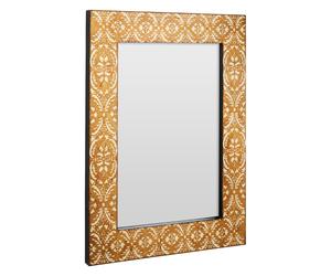 demast printed damask pattern wall mirror in gold wooden frame