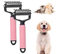 Dematting Comb for Dog and Cat, 2 In 1 Pet Grooming Tool Dog Brush for Small, Medium & Large Dogs,Double Sided Deshedding Tool,Removes Knots and Tangled Hair (PINK)