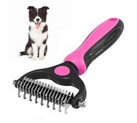 Dematting Comb for Dog and Cat,Pet Grooming Brush 2 In 1 Pet Grooming Tool,Double Sided Deshedding Tool Removes Knots and Tangled Hair for Small,Medium & Large Dogs (Rose Red)