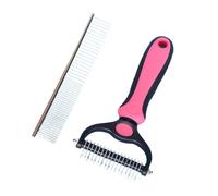 Dematting Comb for Dog and Cat Pet Grooming Rake and Brushes for Small for Small Medium Large Dogs 17+9 Double Sided Deshedding Tool Removes Knots and Tangled Hair (Pink)