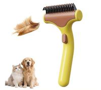 Dematting Comb for Dogs and Cats, Double Sided Undercoat Rake Pet Brush for Long Hair, Deshedding Dog Brush Removes Tangles Knots and Loose Fur, Grooming Tool for Thick Coats