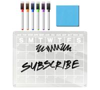 demaxiyad Acrylic Calendar for Fridge | Acrylic Calendar Wall Planner Dry Erase | Schedule Whiteboard with 6 Markers for Refrigerator Grocery List Home Wall Office School Apartment