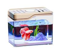 demaxiyad Alibrous Light Fish Aquarium Betta - Top Ventilation Top Sturdy Fish Tap, Colorful LED Lights Bowl Office Bedroom Decor for Homes or Offices