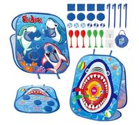Demaxiyad Bean Bag Toss Game, Throwing Game Sticky Target, Children's Bean Bag Toss Board with Shark Design, Boosts Sensory Integration, for Lawn, Bedroom, Family Gatherings